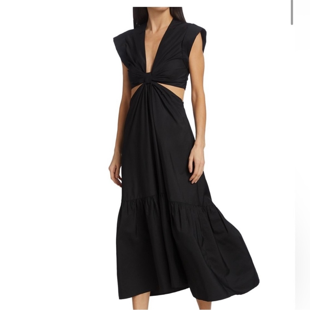 Antonio Melani‎ Black Cutout Midi Dress Size 14 Elegant Poplin A-Line